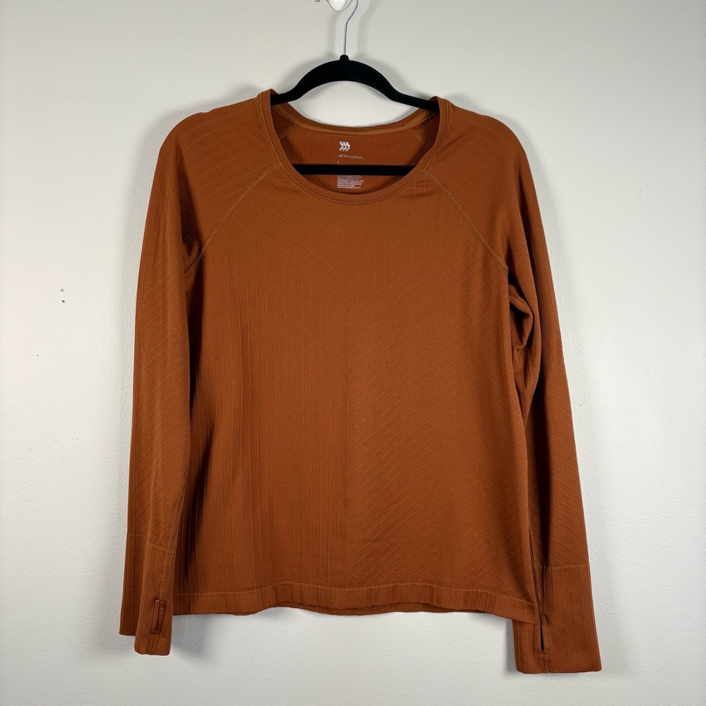 All in Motion Women's Long Sleeve Athletic Textured Tee - Rust